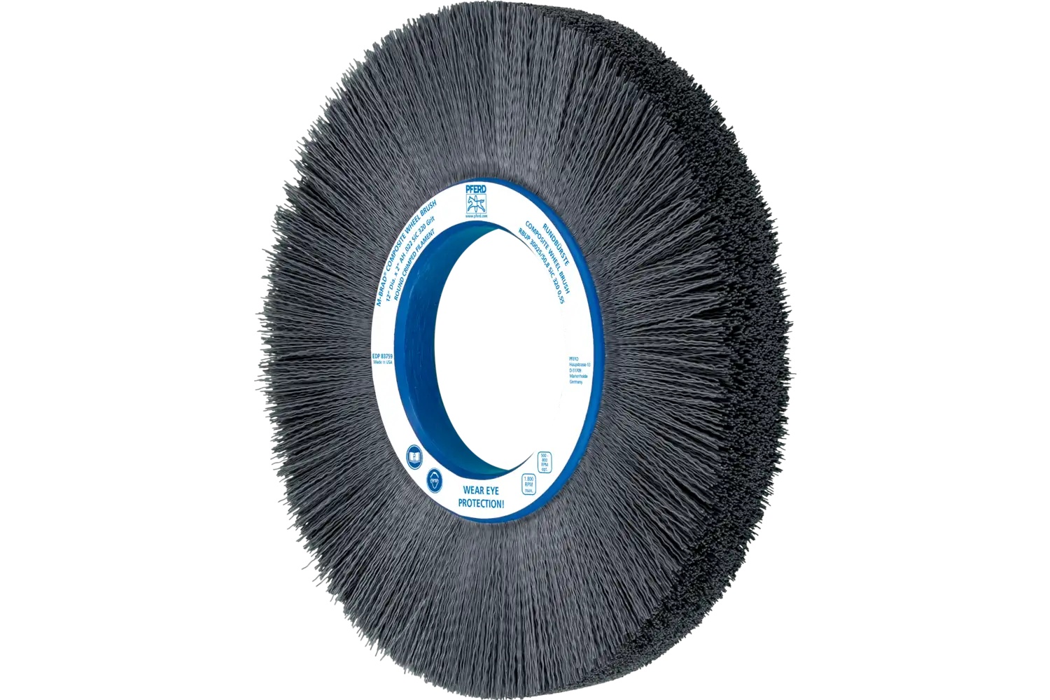 Picture of Pferd M-BRAD® Composite Wheel Brush 12" Dia. .022/320 Grit SiC 4-1/4" Arbor